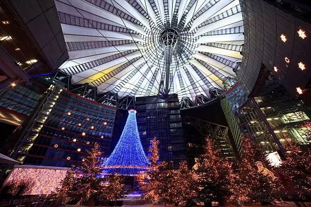 Berlin, the night of Christmas market in the Sony Center