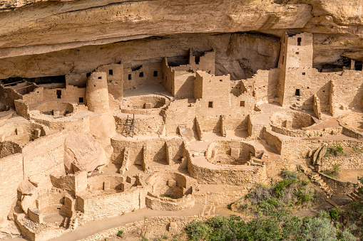 The cliff dwelling of Ancient Pueblo in Mesa Verde National Park of Colorado, United States