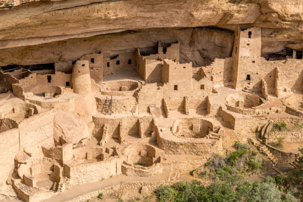 Cliff Palace in Mesa Verde, Ancient Pueblo Cliff Dwelling, Colorado, United States The cliff dwelling of Ancient Pueblo in Mesa Verde National Park of Colorado, United States cliff dwelling stock pictures, royalty-free photos & images