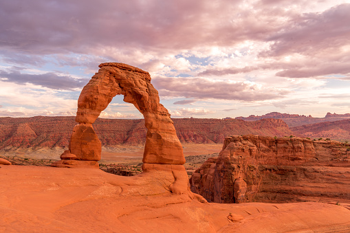 Sunset at famous Delicate Arch, Utah, USA