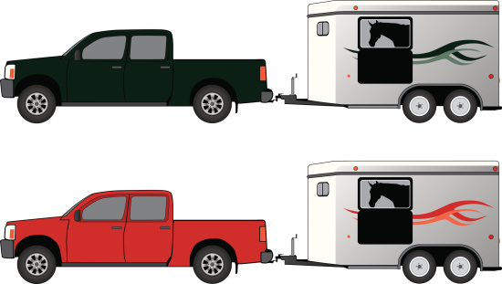 Pickup with horse trailer