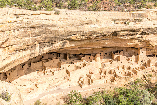 The cliff dwelling of Ancient Pueblo in Mesa Verde National Park of Colorado, United States