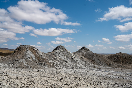 Naturally occurring mud volcano in Gobustan close to Baku, capital city of Azerbaijan. The geological feature is usually associated with the presence of oilfields.