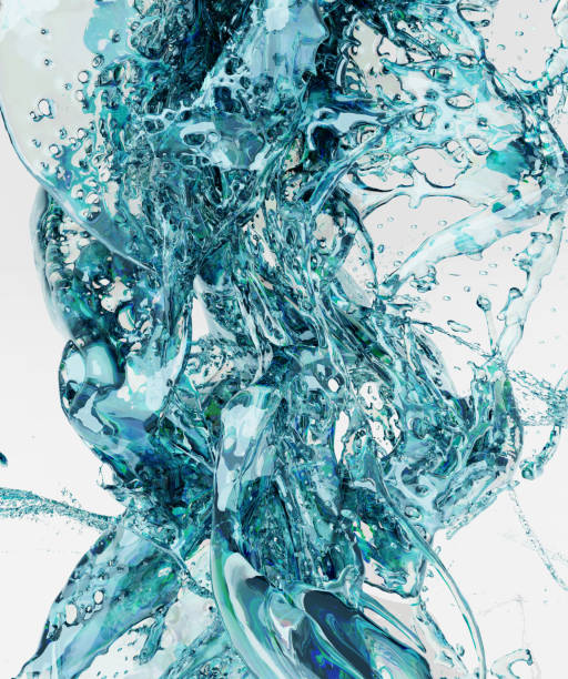 Abstract background with blue water splash and ice shards in science concept