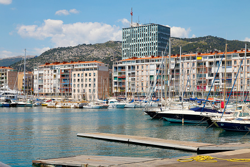 Buildings along the Quai Cronstadt in the Marina of Toulon