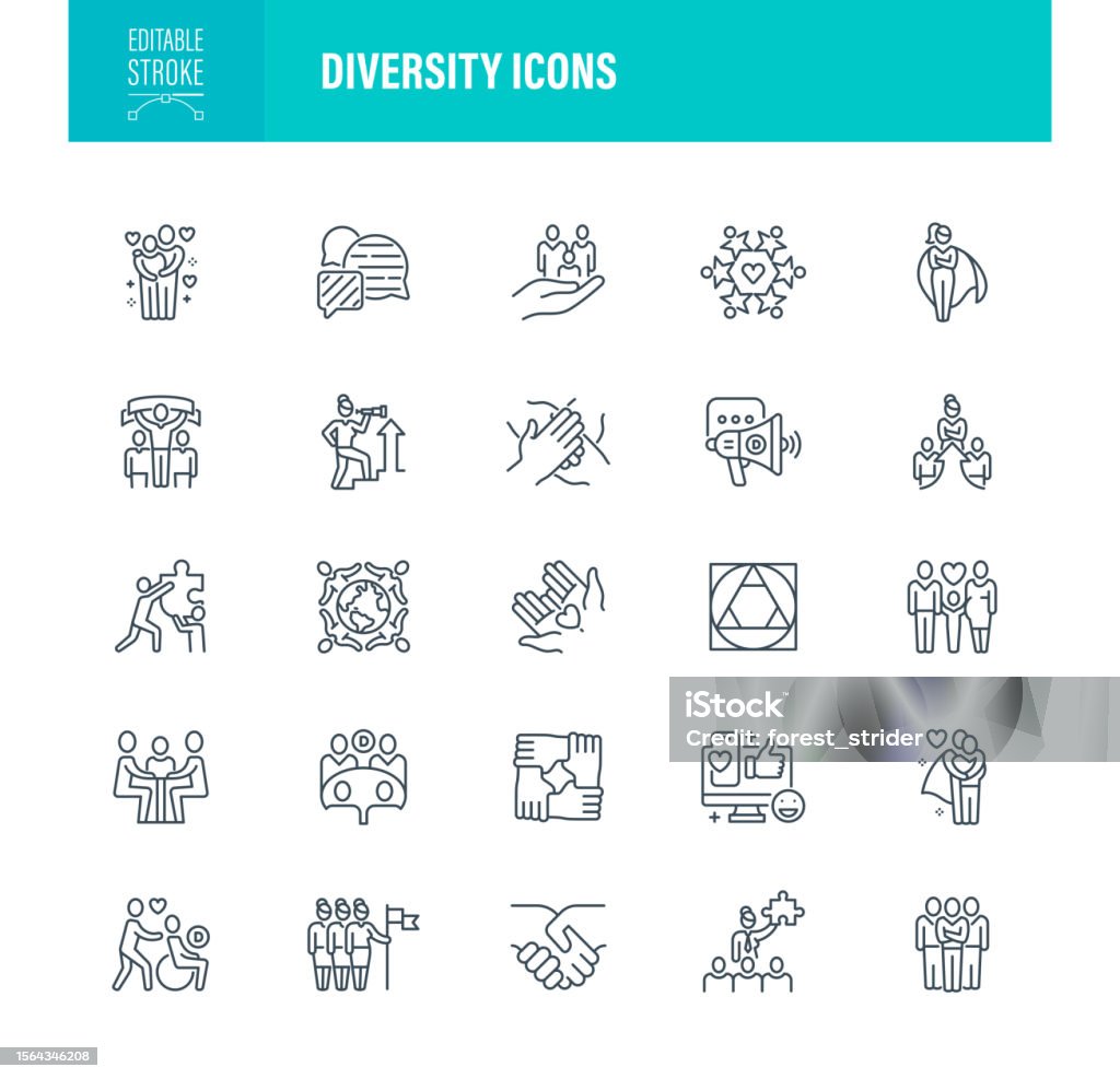Icônes de diversité Contour modifiable - clipart vectoriel de Icône libre de droits Icônes de diversité Contour modifiable - clipart vectoriel de Icône libre de droits