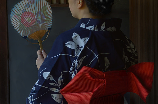 Woman in Yukata & Paper Fan