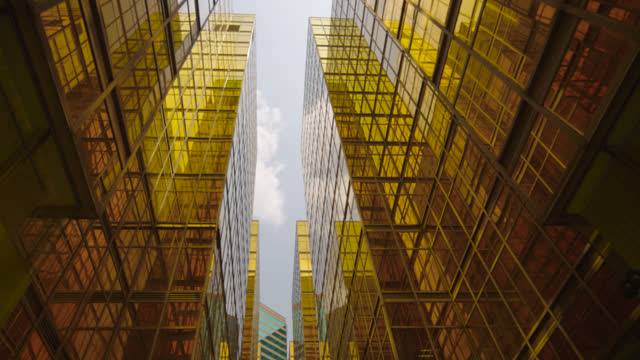 Skyscraper gold colors in financial district.