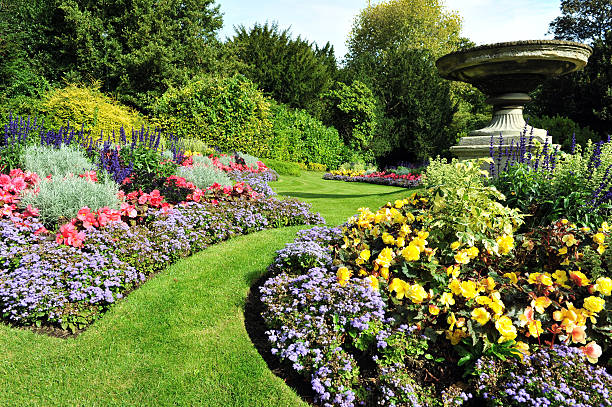 istock Flowerbeds and Pathway in a Formal Garden 156441692