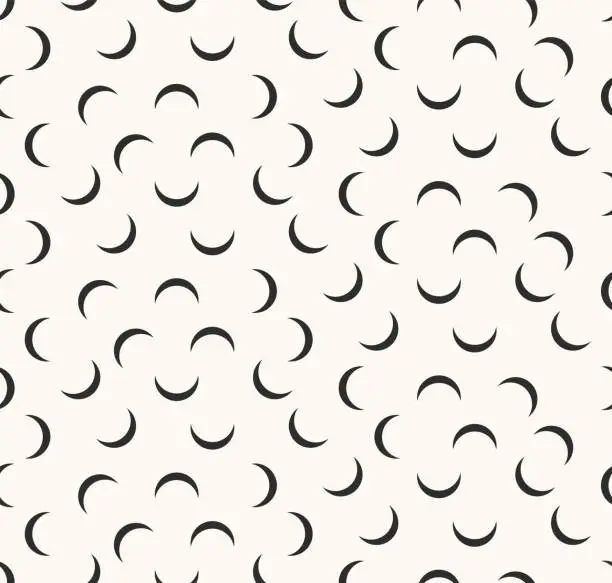 Vector illustration of Seamless trendy feshion pattern with black moons. Vector simple minimalistic background