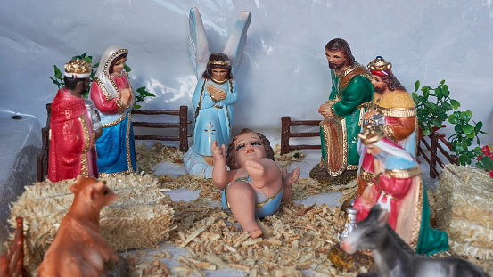 Figures to represent the birth of the child Jesus - Christmas. High quality photo