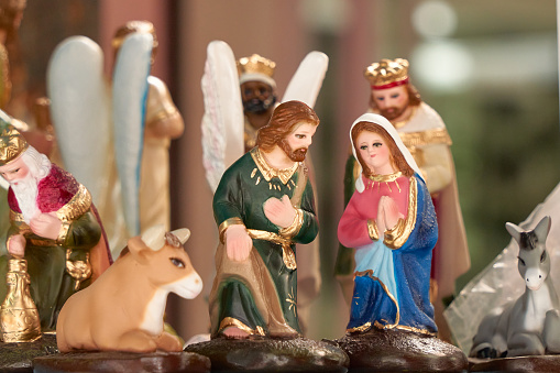 Figures to represent the birth of the child Jesus - Christmas. High quality photo