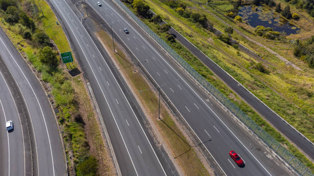 istock Aerial View of a Multiple Lane Motorway 1564457287