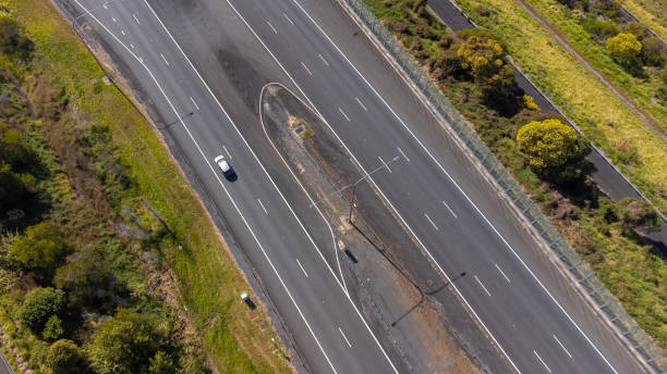 istock Aerial View of a Multiple Lane Motorway 1564457313