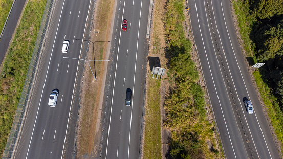 Aerial View of a Multiple Lane Motorway  near Byron Bay, NSW, Australia