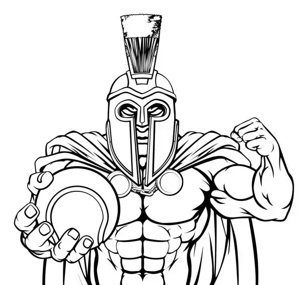Vector illustration of Spartan Trojan Tennis Sports Mascot