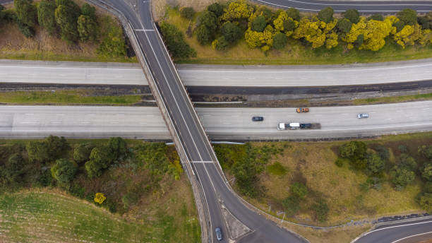 istock Aerial View of a Motorway Bridge 1564458978