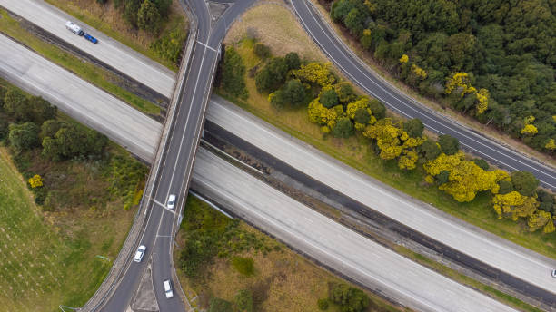 istock Aerial View of a Motorway Bridge 1564458980