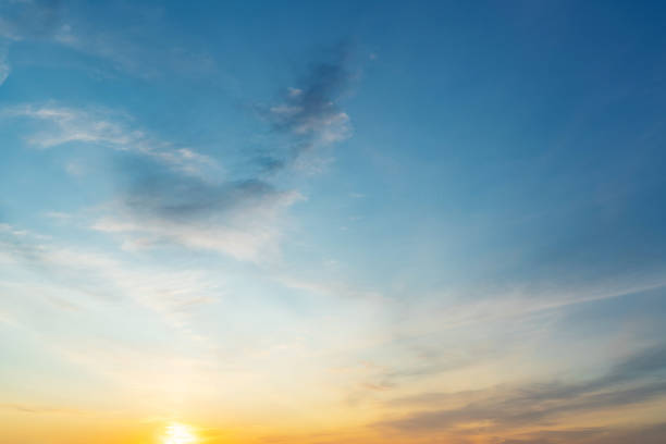 istock summer evening, sunset in yellow, orange and pink with clouds, background 1564487833