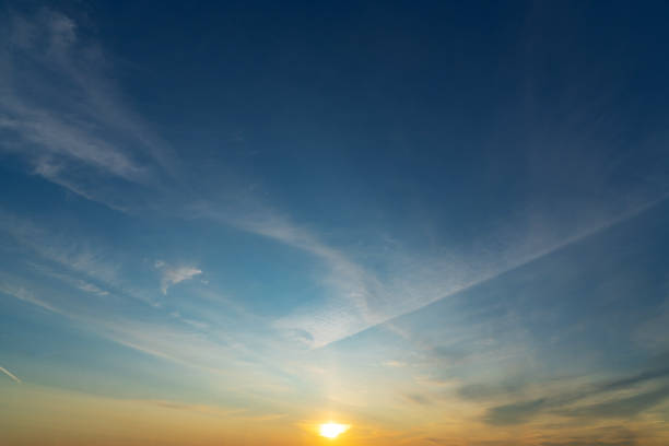 istock summer evening, sunset in yellow, orange and pink with clouds, background 1564487840
