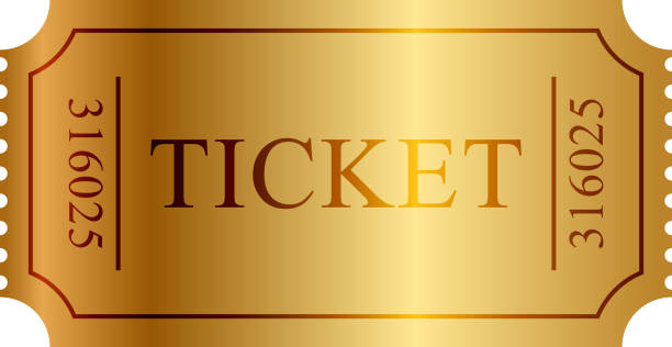 gold tickets - nobody arts backgrounds isolated objects arts and entertainment stock-grafiken, -clipart, -cartoons und -symbole