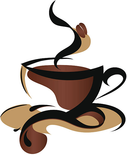 Coffee logo pic art on white background Vector illustration of logo-like coffee sign,editable eps with high resolution jpg.You can place your text under design black coffee swirl stock illustrations