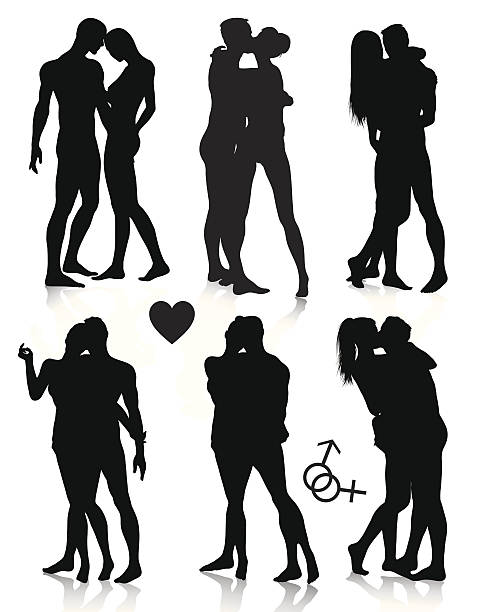 ilustrações, clipart, desenhos animados e ícones de conjunto de silhuetas de casal - naked sensuality women couple