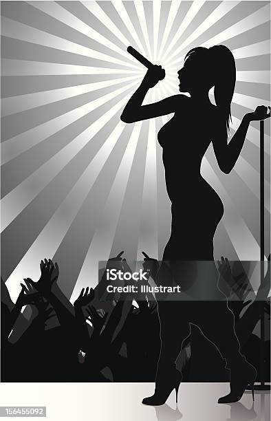 Chanteuse Pop Spectacles Sur Scène Avec La Foule Acclamation De Joie Vecteurs libres de droits et plus d'images vectorielles de A la mode