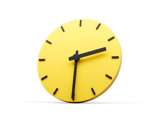 istock 3d Simple Yellow Round Wall Clock 2:30 Two Thirty Half Past 2 On White Background 3d illustration 1564551134