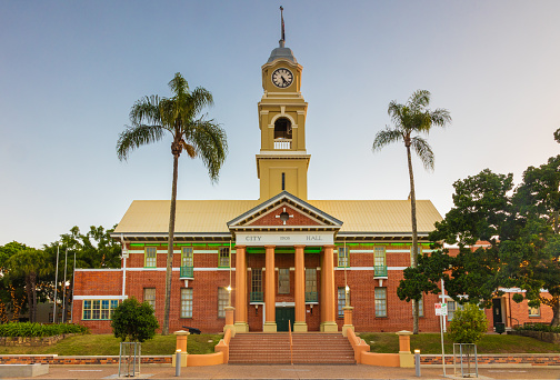 View of the historic 1881 Council Chambers building in the City of Wagga Wagga, New South Wales, Australia.
