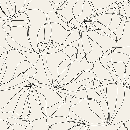 Monochrome seamless floral pattern. Poppy flower background. Spring vector hand drawn testure