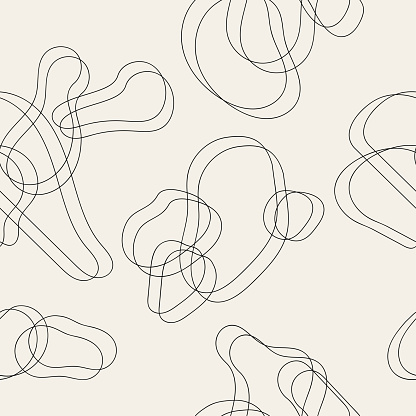 Doodle seamless pattern with hand drawn linear circles. bubble linear texture