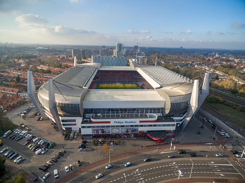 Eindhoven, Netherlands - November 07, 2017: Eindhoven Cityscape with Eindhoven PSV Philips Stadium. Netherlands.