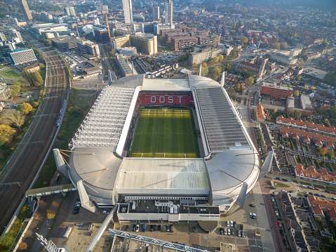 Eindhoven, Netherlands - November 07, 2017: Eindhoven Cityscape with Eindhoven PSV Philips Stadium. Netherlands.