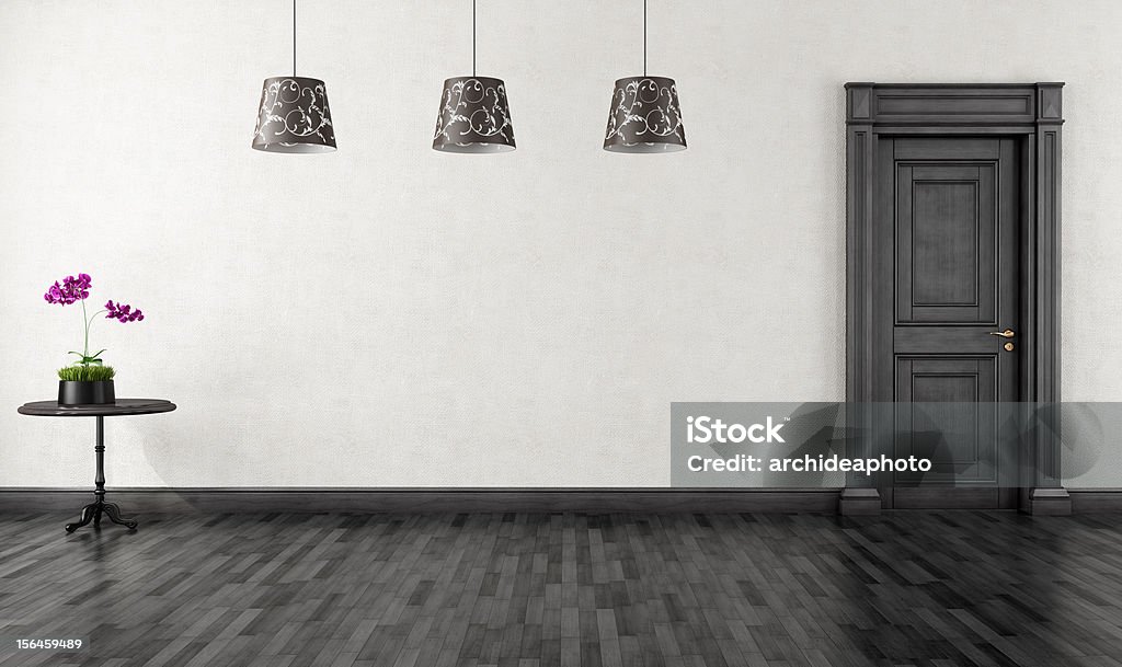 De época en blanco y negro habitación - Foto de stock de Color negro libre de derechos