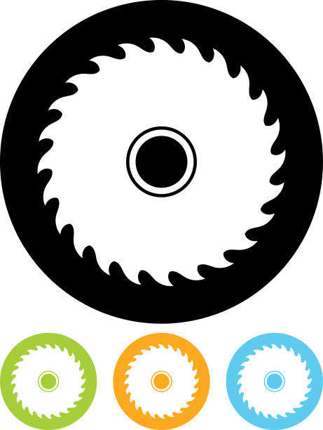 Vector icon isolated on white - Saw Wheel Saw Wheel - Vector icon isolated rotary blade stock illustrations