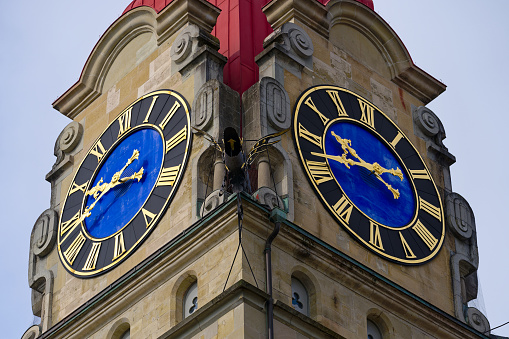 Clock tower of Porto City Hall (Pacos do Concelho), Porto, Portugal