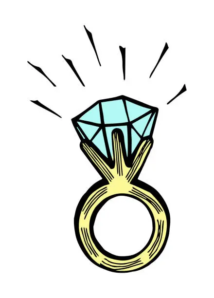 Vector illustration of Engagement ring with diamond