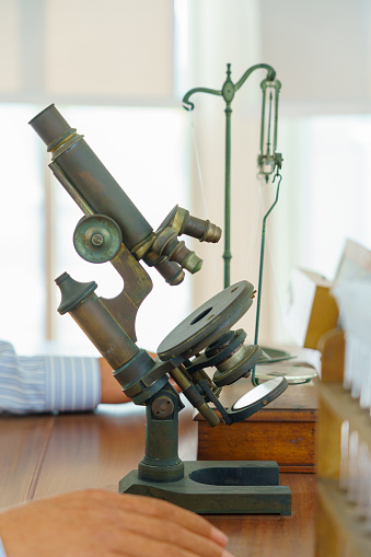 old equipment and science experiments in laboratory.