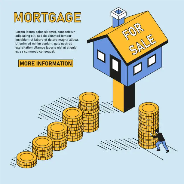 Vector illustration of Web page for buying a house.