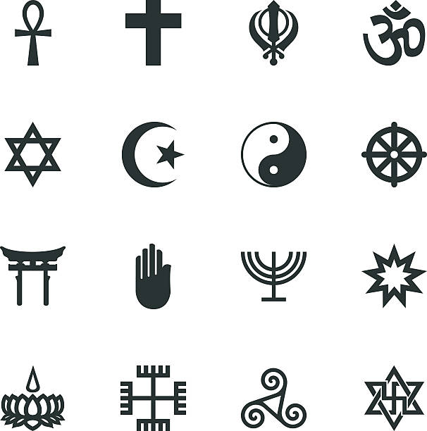 religion silhouette icons - religious icon stock-grafiken, -clipart, -cartoons und -symbole