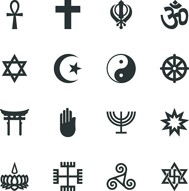 illustrations, cliparts, dessins animés et icônes de silhouette icônes de la religion - symbole religieux