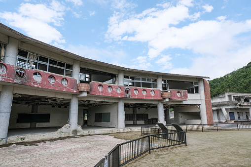 The school building of Okawa Elementary School, which remains as an earthquake disaster remnant for future generations