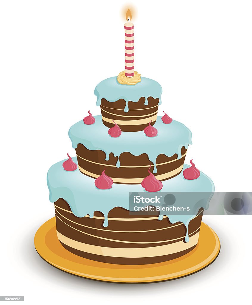 Birthday cake birthday cake with candle and decoration Baked Pastry Item stock vector