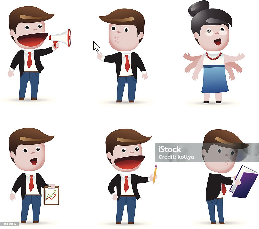 Vector Office Character Office Characters Stock Illustration - Download Image Now - Adult, Book ...