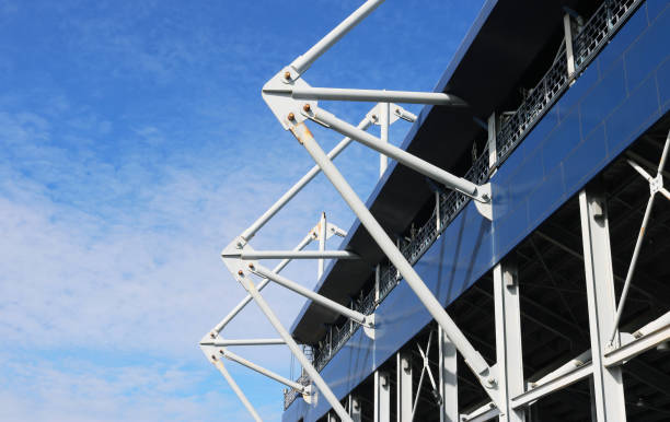 istock Architectural steel structure with pin connection joint detail. 1564671212