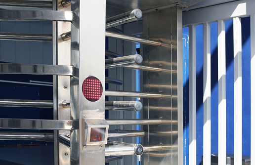 Sensor scanner full height gate turnstile door access control.