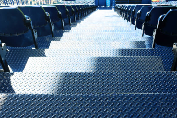 Checkered  steel stair grandstand.