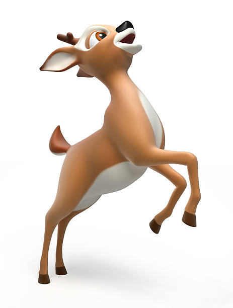 beautiful deer stands on his hind legs, 3d render with work-path
