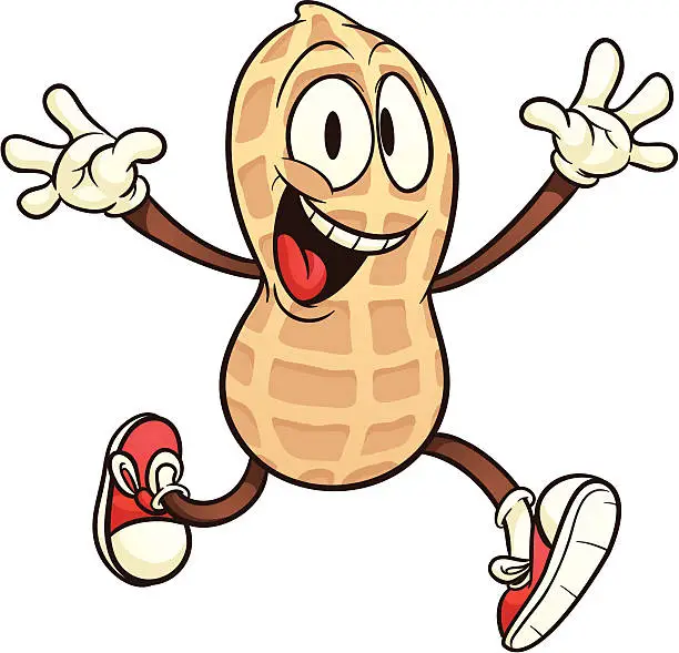 Vector illustration of Cartoon peanut